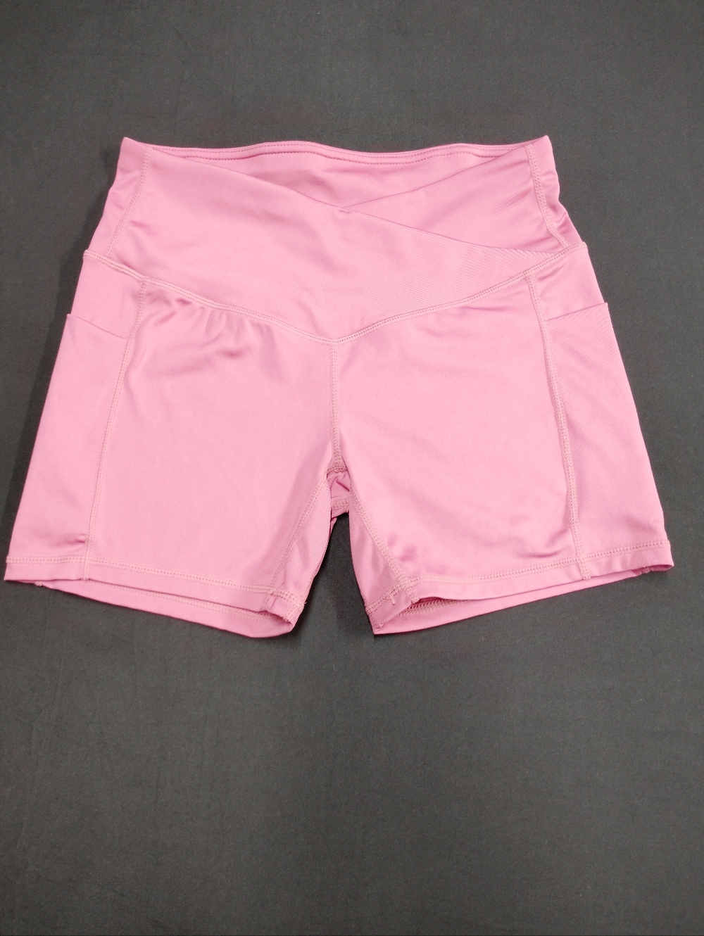 Women’s High-Waist Crossover Pink Athletic Shorts